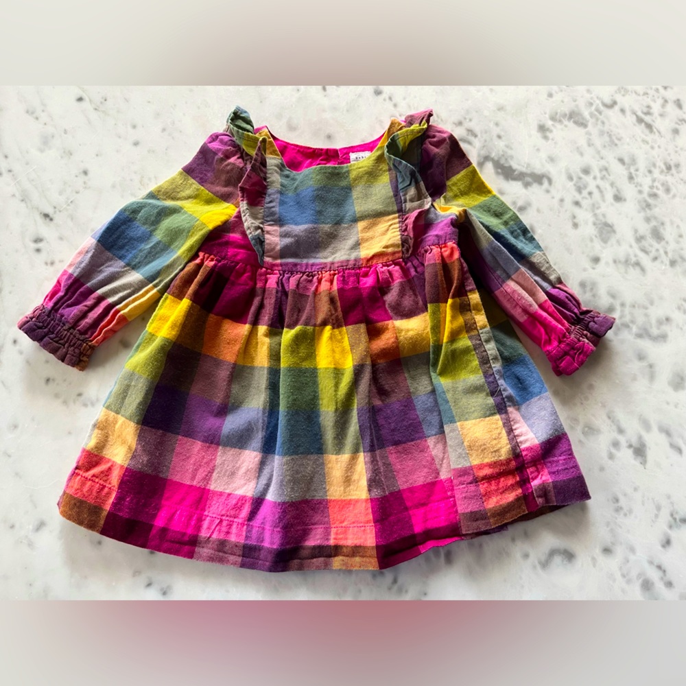 Gap Flannel Plaid multicolor dress baby